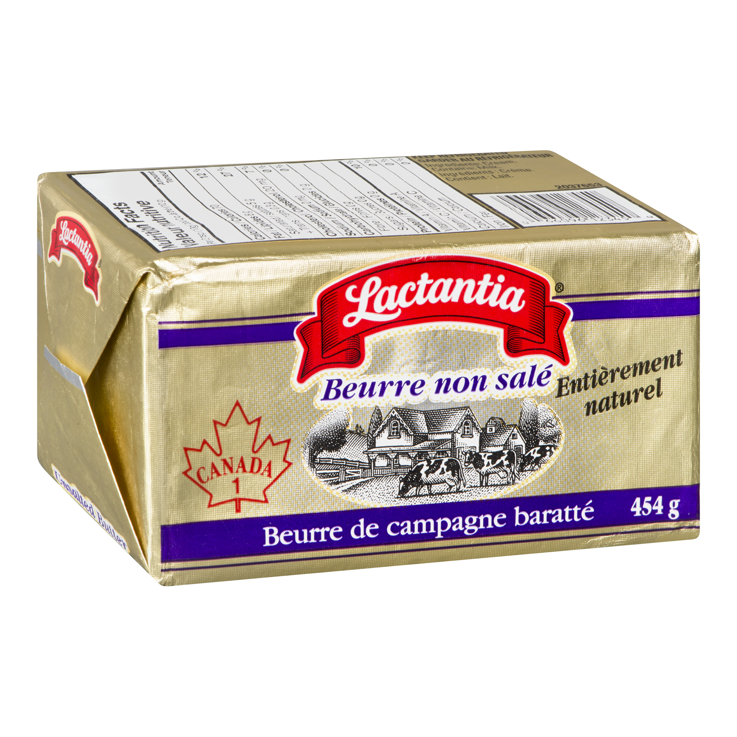 Beurre non salé de campagne baratté 454 g - Beurre